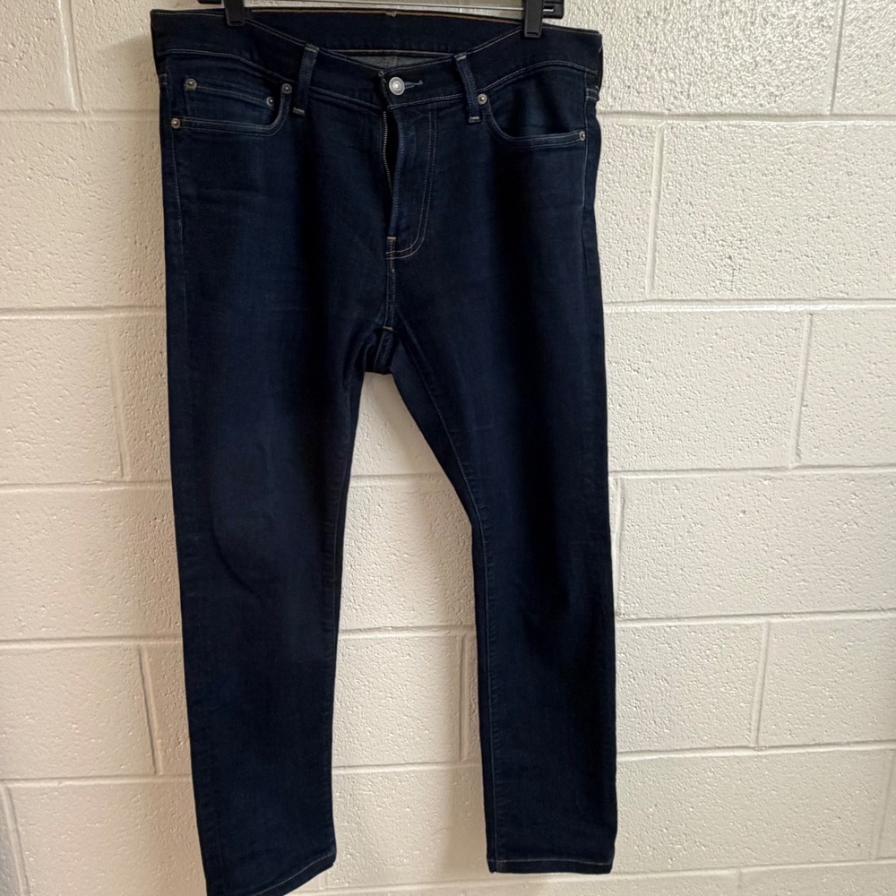 Abercrombie & Fitch Mens Langdon Slim Dark Wash Denim Jeans 34x30 Indigo Stretch